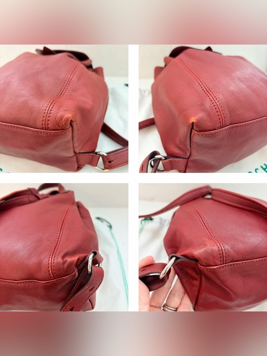 Auth LONGCHAMP Le Pliage Mini Burgundy Leather Backpack main image 15